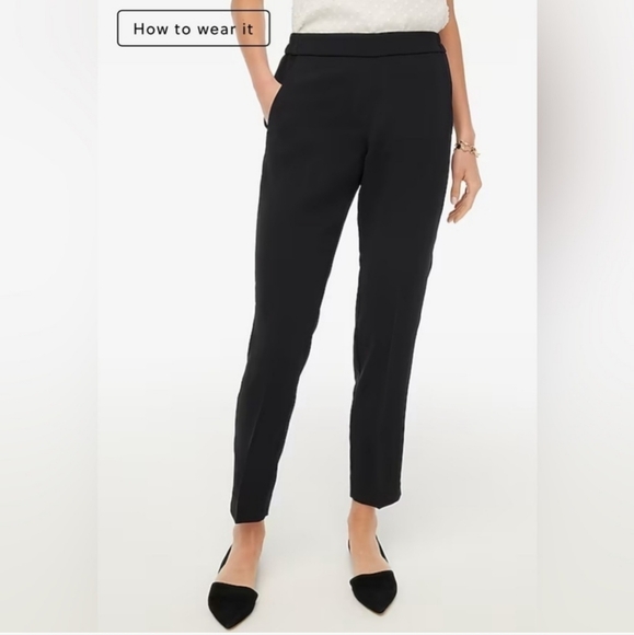 J. Crew Jamie Pull On Crepe Black Tapered Leg Pants Size 12 - Picture 2 of 11